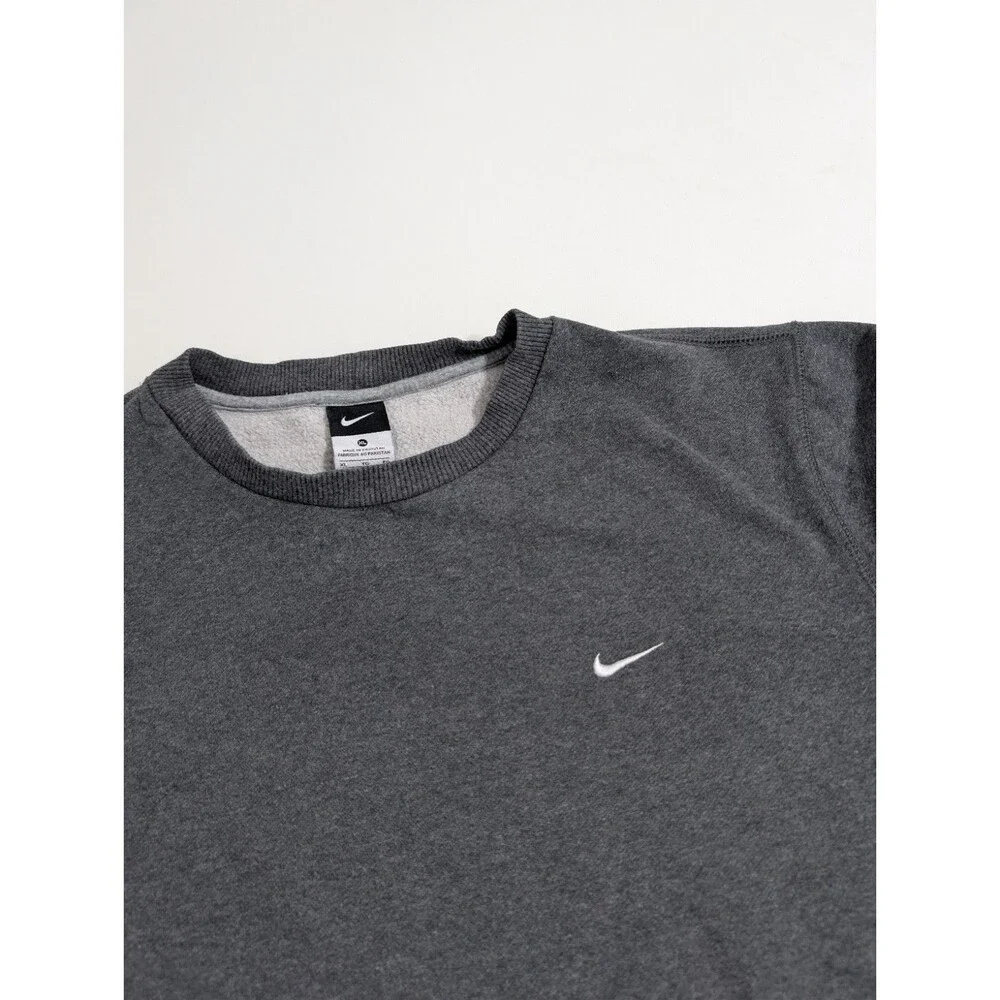Nike Sweatshirt Mens XL Gray Fleece Crewneck Pullover Swoosh Embroidered